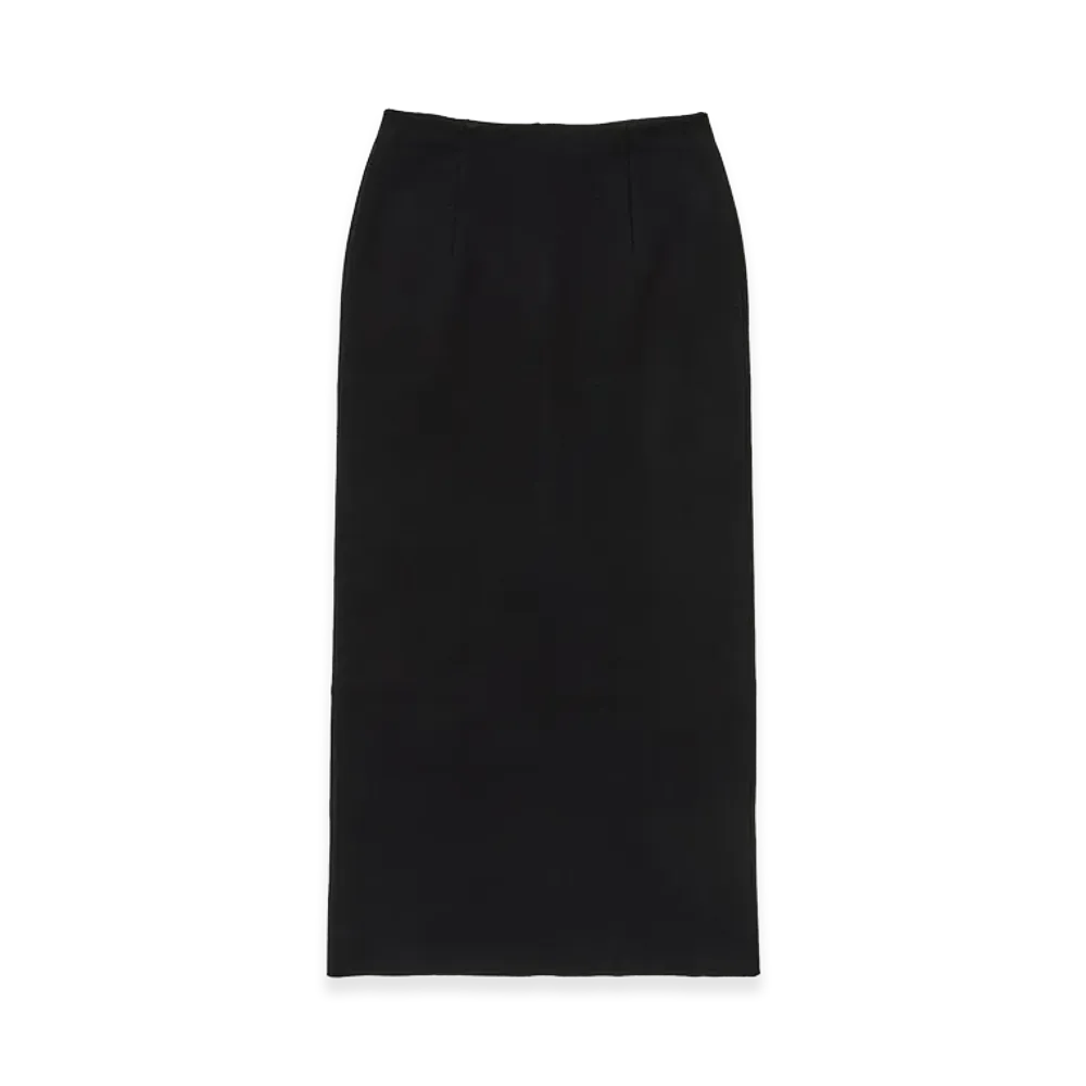 AURALEE Women's Double Faced Silk Cotton Knit Skirt "Black"