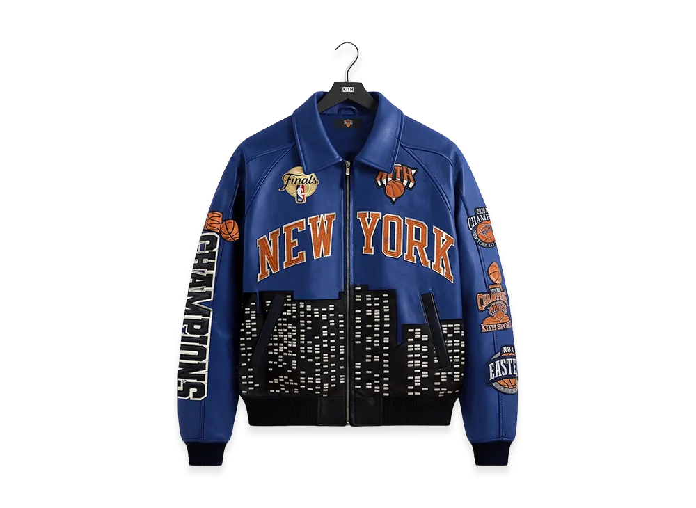 Kith x The New York Knicks 2026 Champions LeaTher Jacket "Current"