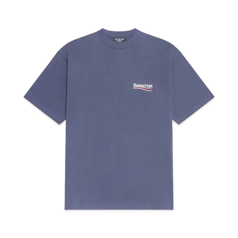 BALENCIAGA MENS Political Campaign T-shirt Large Fit "Dark Grey/White"