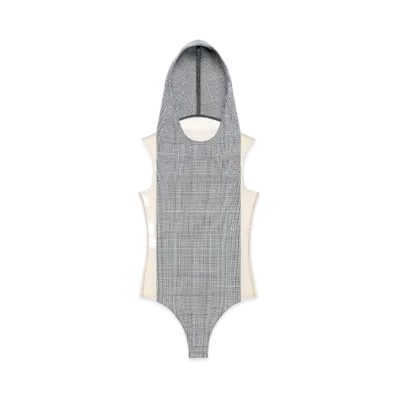 Courreges Illusion Hooded Bodysuit "Sand/Prince of wales"