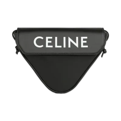 CELINE Triangle Bag in Smooth Calfskin with CELINE Print "Black"