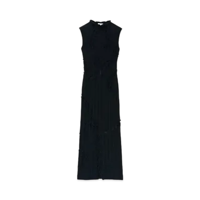 Alexander McQUEEN Distressed Detail Knit Midi Dress "Black"