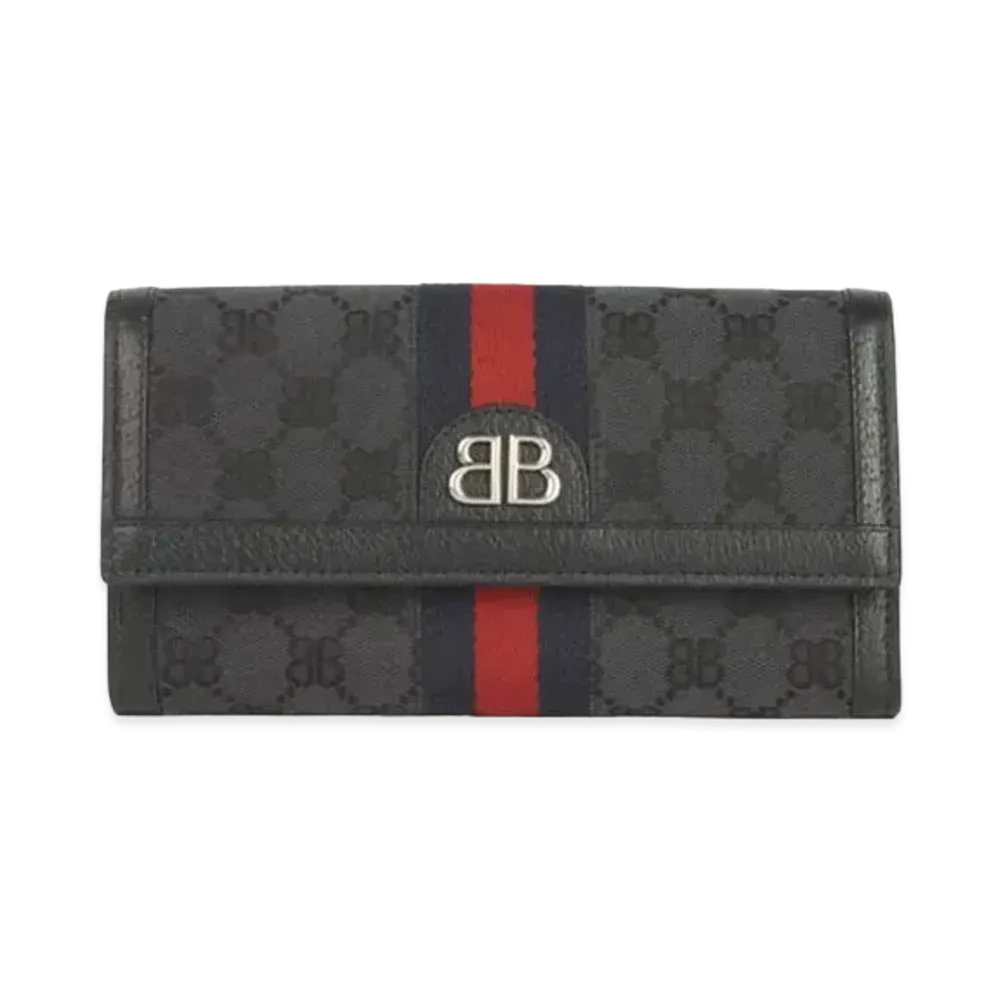 GUCCI x BALENCIAGA The Hacker Continental Wallet Canvas Jacquard "Black"