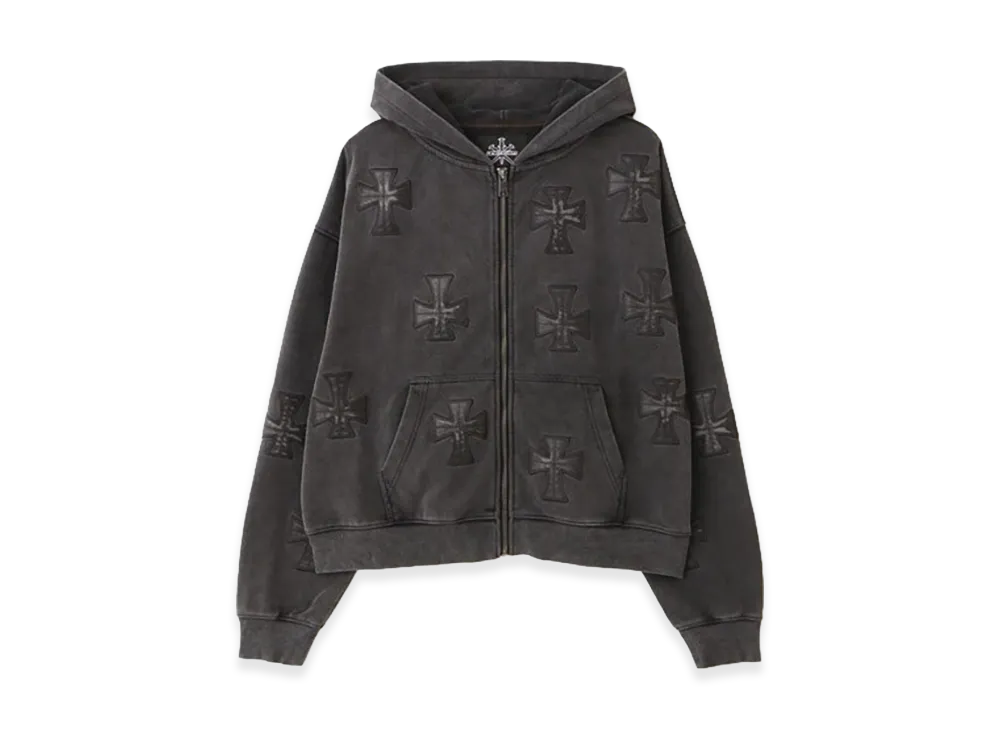 Unknown London x LHP Leather Cross Zip Hoodie "Black"