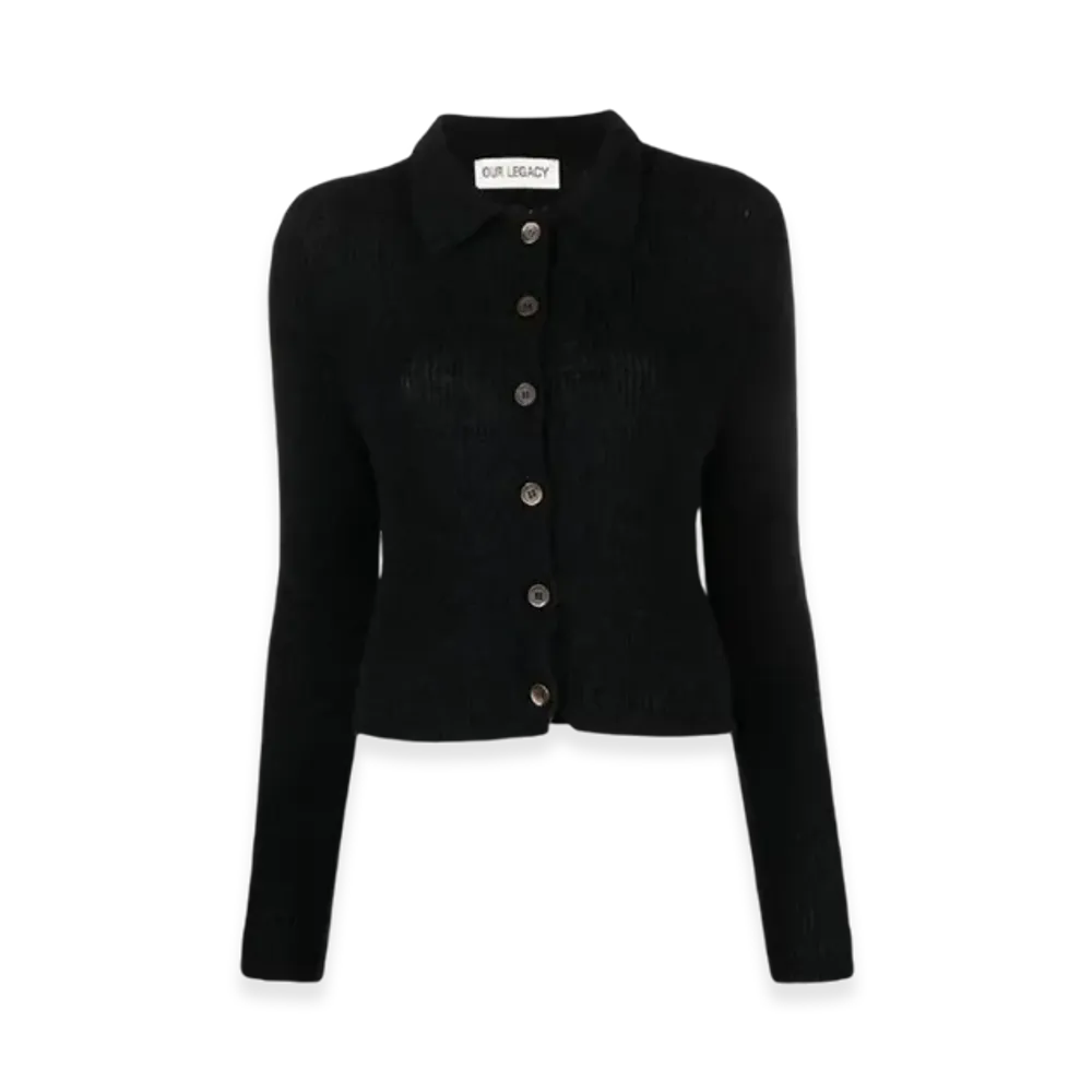 OUR LEGACY Women's Mazzy Polo Fuzzy Alpaca "Black"