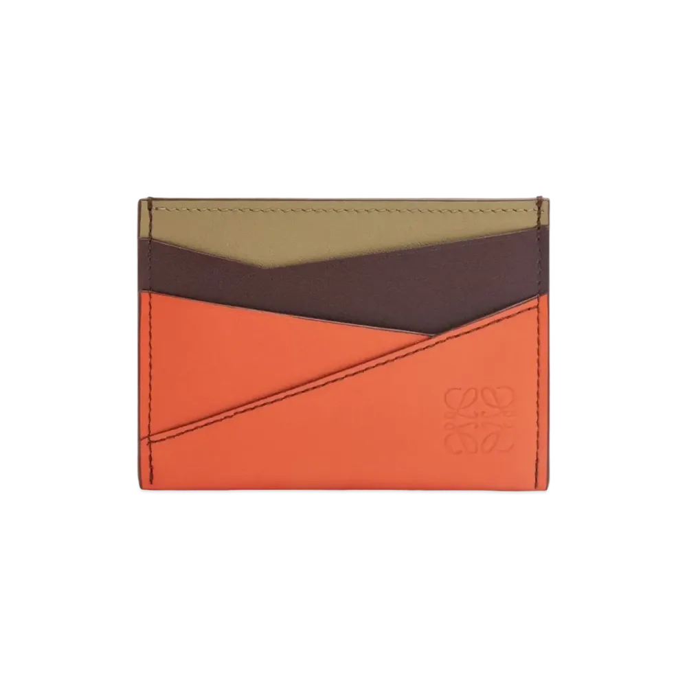 LOEWE Puzzle Plain Card Holder Classic Calf "Dark Bar Gandy/Vivid Orange/Kura"