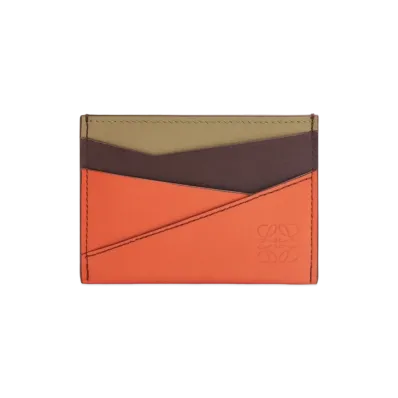 LOEWE Puzzle Plain Card Holder Classic Calf "Dark Bar Gandy/Vivid Orange/Kura"