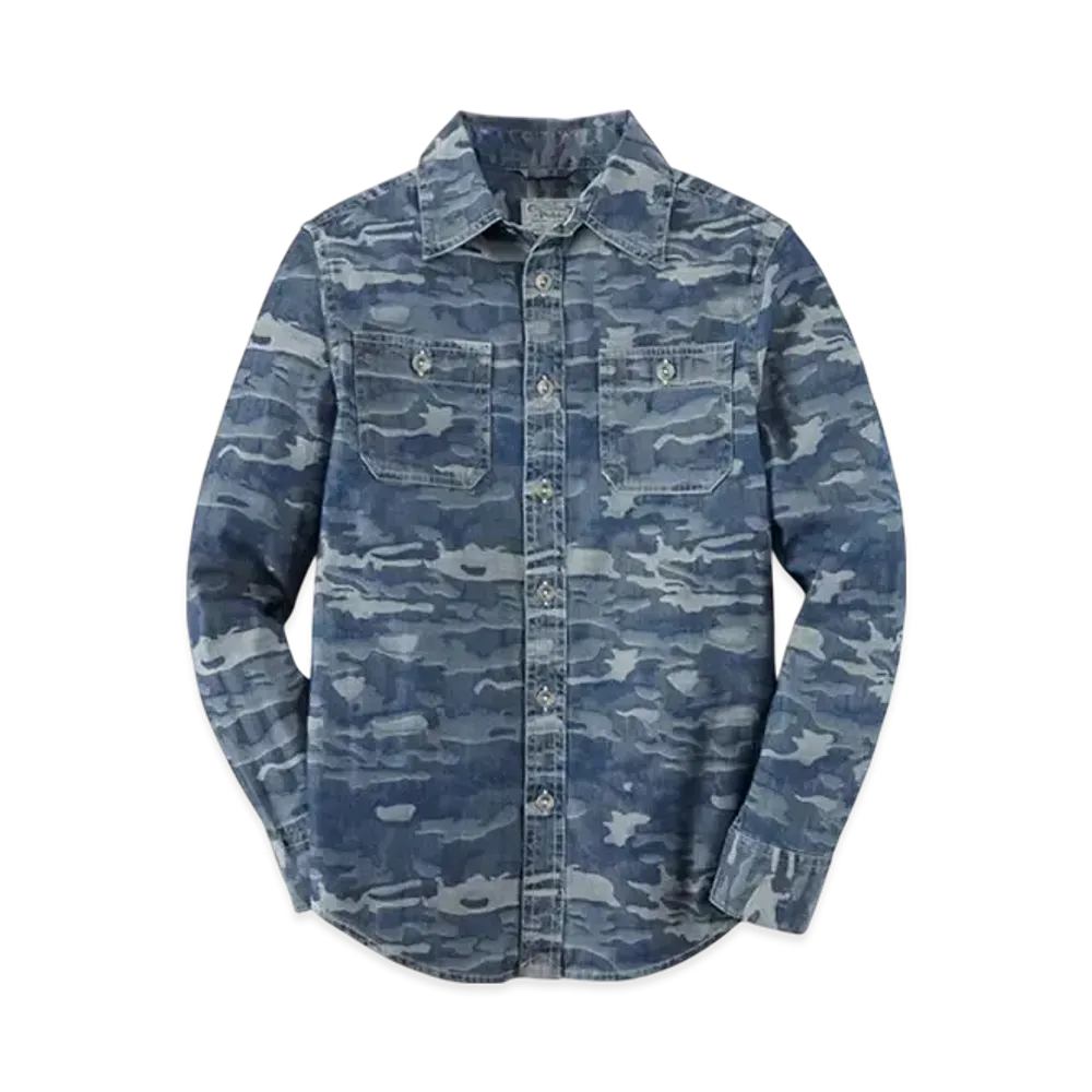 Polo Ralph Lauren Kids Camo Denim Cotton Workshirt "Blue"