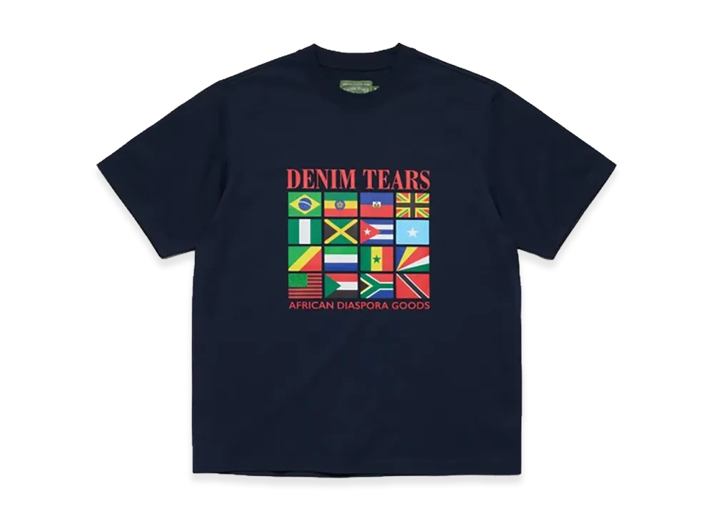 DENIM TEARS Diaspora Flags Tee "Navy"