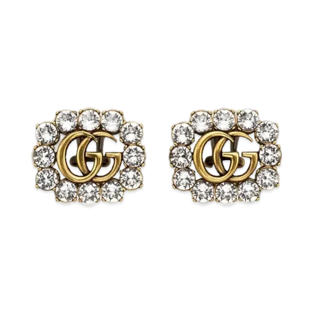 GUCCI Crystal Double G Earrings