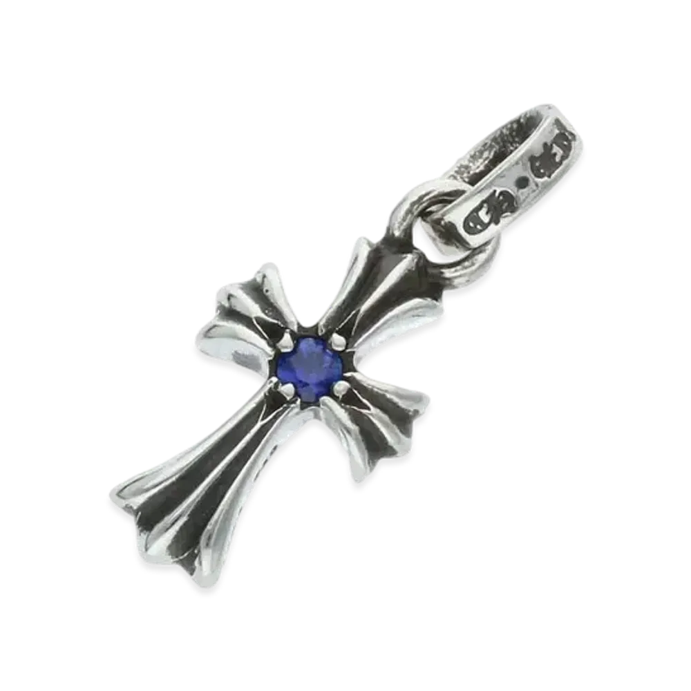 Chrome Hearts Cross Baby Fat 1 Sapphire Charm "Silver"