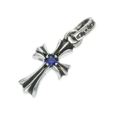 Chrome Hearts Cross Baby Fat 1 Sapphire Charm "Silver"