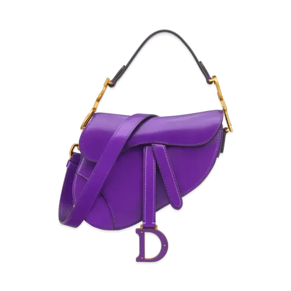 Dior Mini Saddle Bag with Strap Smooth Calfskin "Purple"