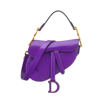 Dior Mini Saddle Bag with Strap Smooth Calfskin "Purple"