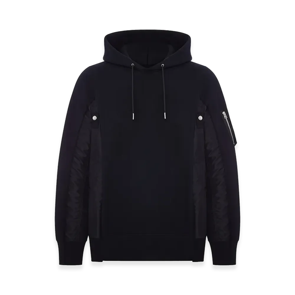 sacai Cotton and Nylon Hoodie "Black"