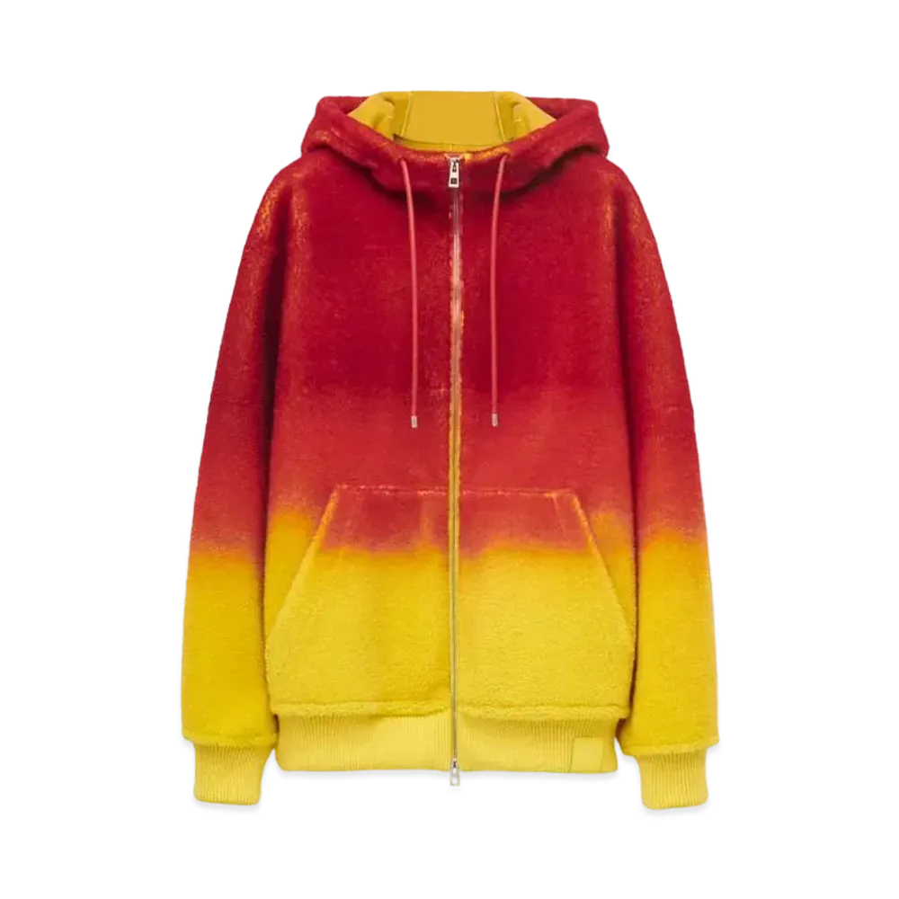 LOEWE x Howl's Moving Castle Calcifer Intarsia Hoodie In Shearling "Multicolor"