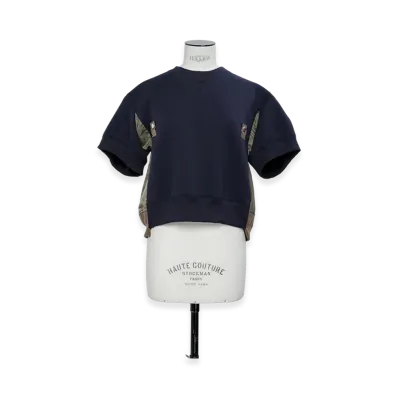 sacai Sponge Sweat Pullover "Navy/Dark Khaki"