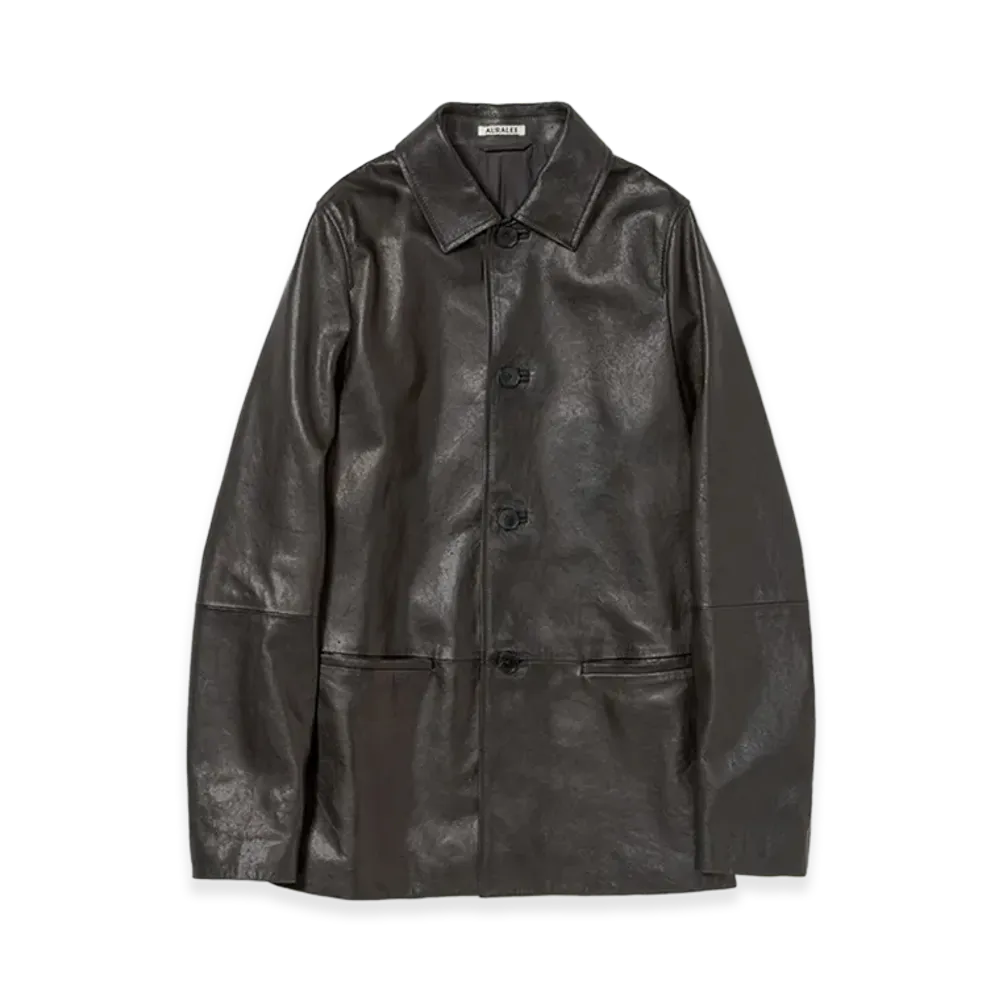 AURALEE Women's Textured Lamb Leather Blouson "Black"