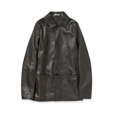 AURALEE Women's Textured Lamb Leather Blouson "Black"
