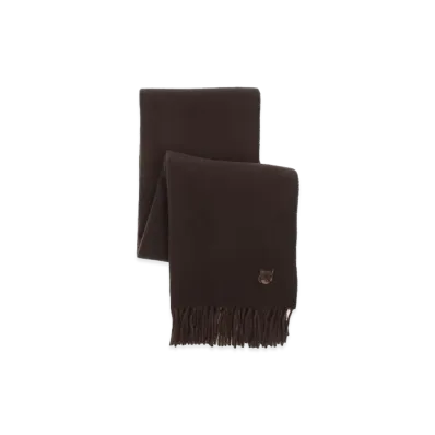 Maison Kitsune Bold Fox Head Double Face Scarf "Firewood"