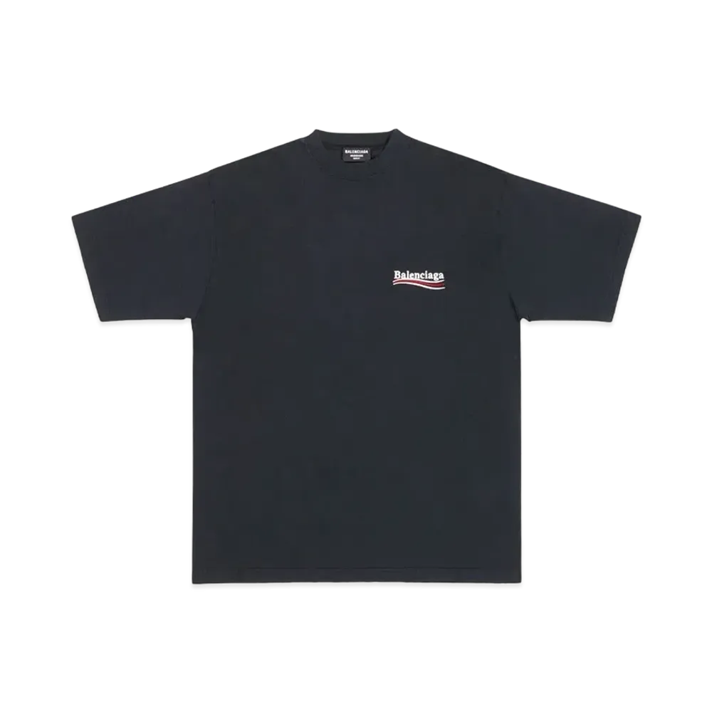 BALENCIAGA MENS Political Campaign T-shirt Large Fit "Black"