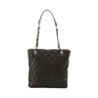 CHANEL PST Matelasse Chain Tote Bag Caviarskin "Black/Silver"
