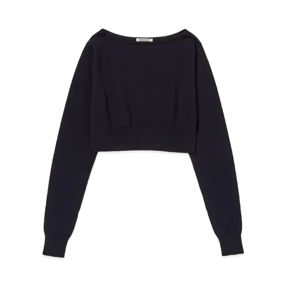 AURALEE Super High Gauge Cotton Knit Short P/O "Dark Navy"