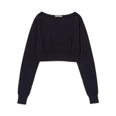 AURALEE Super High Gauge Cotton Knit Short P/O "Dark Navy"