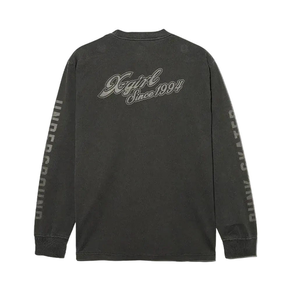 X-Girl Face & Cursive Logo L/S Tee "Black"