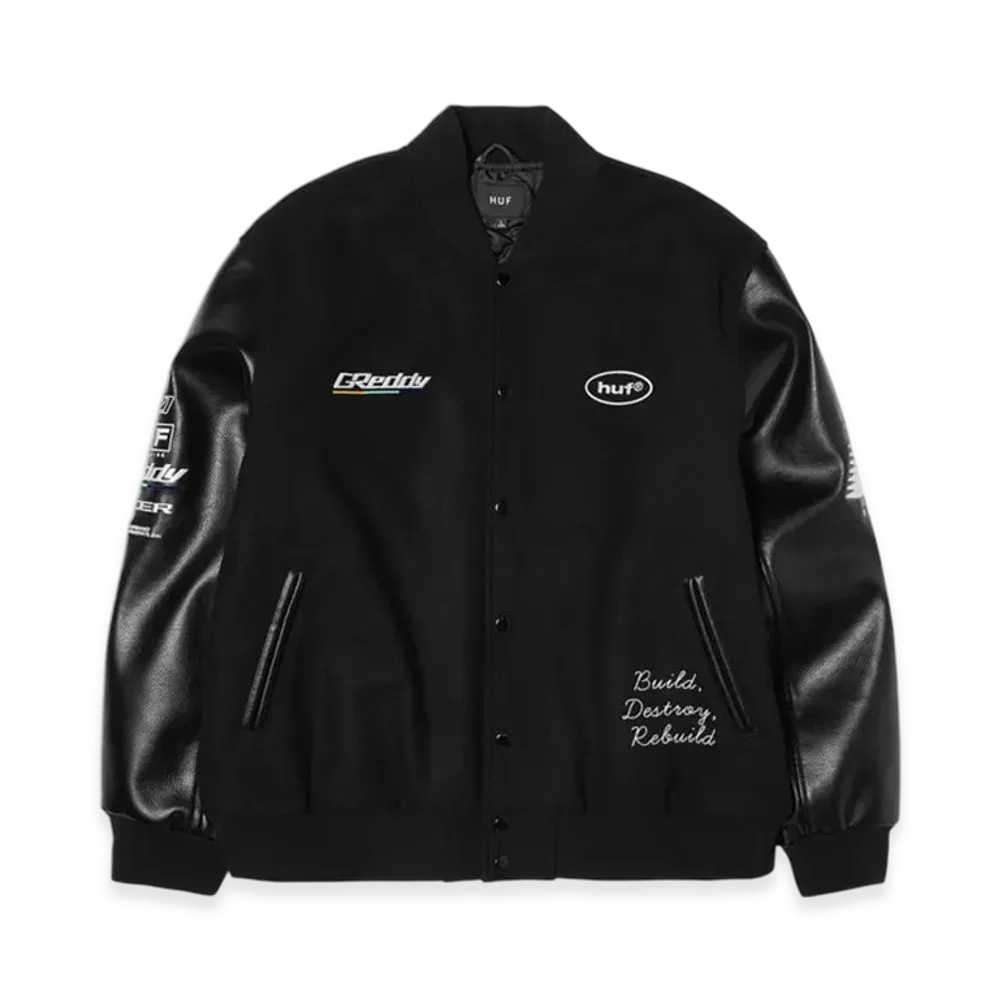 HUF x Greddy Varsity Jacket "Black"