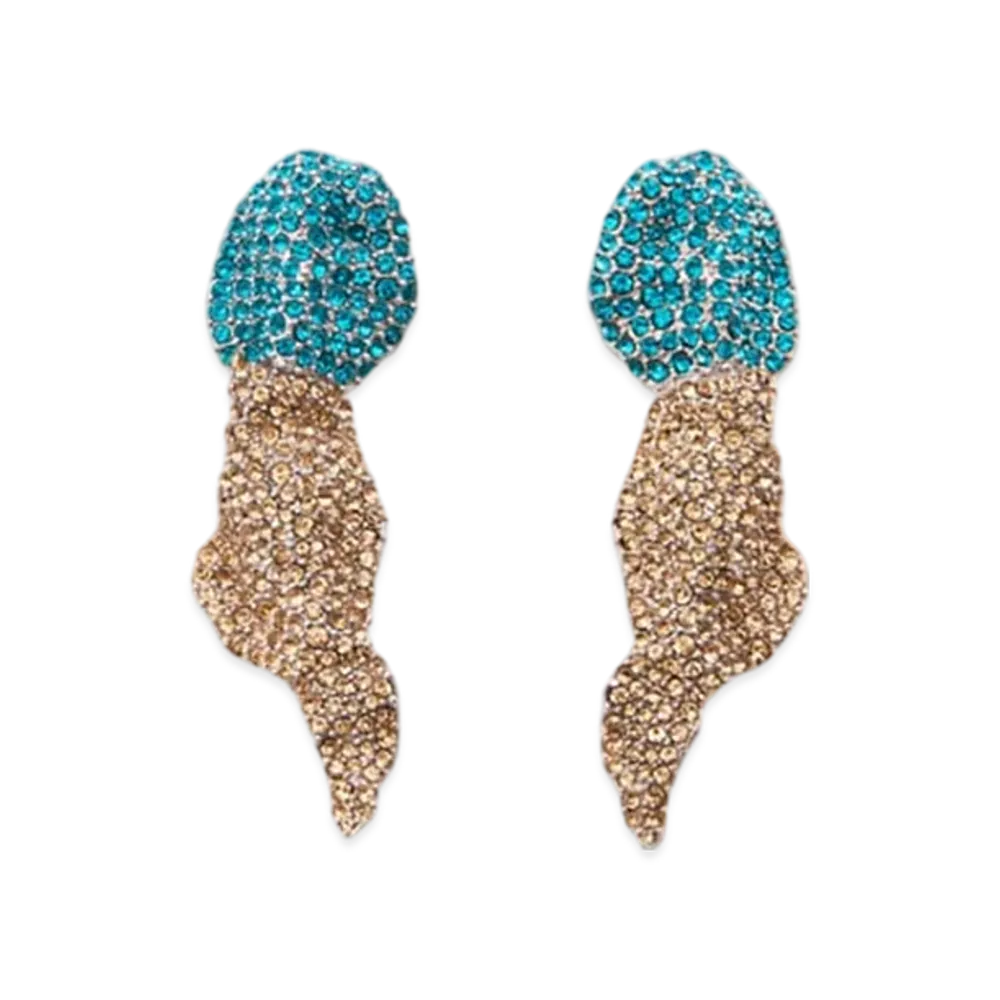LOEWE Glitter Fragment Earrings "Silver/Dark Turquoise/Gold Yellow"