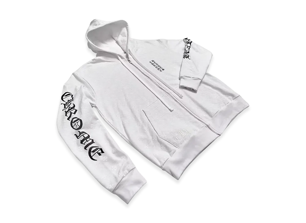 Chrome Hearts Plus Cross All Over Print Zip Up Hoodie "White"
