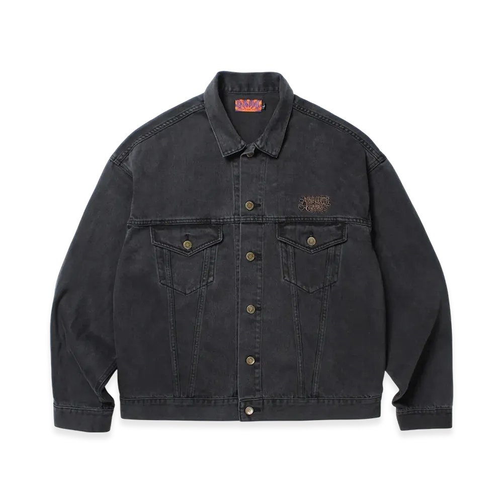 APHRODITEGANG Washed Denim Trucker Jacket "Black/Bronze"