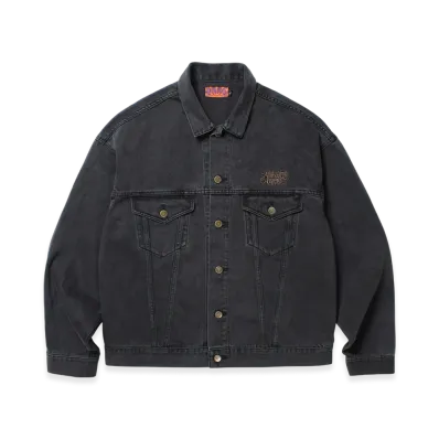 APHRODITEGANG Washed Denim Trucker Jacket "Black/Bronze"