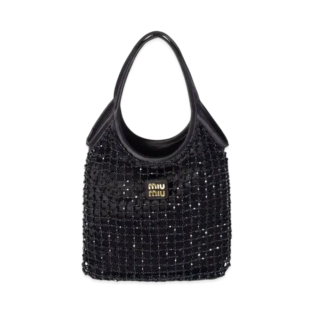 MIUMIU Ivy Beaded Duchesse Bag "Black"