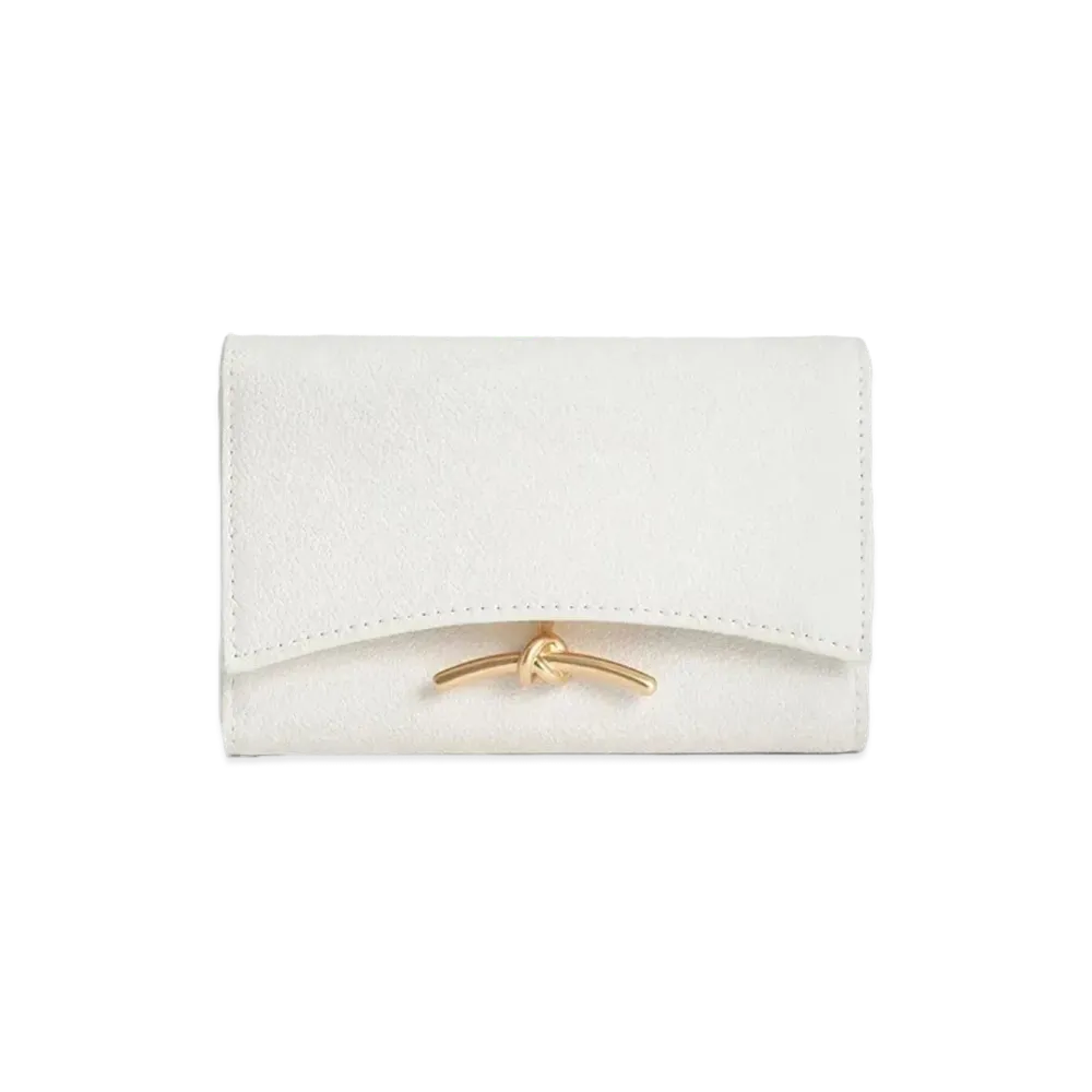 CHARLES & KEITH Huxley Metallic Accent Front Flap Wallet "White"