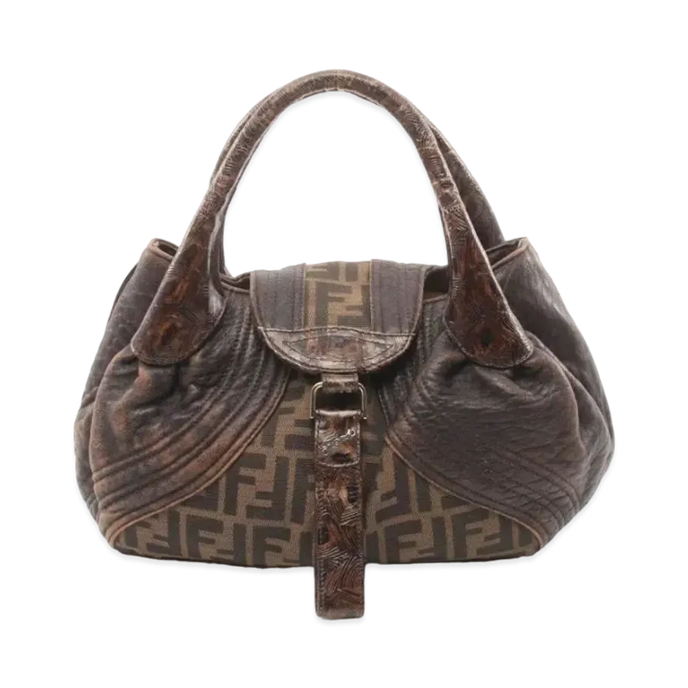 FENDI Spy Bag Mini Handbag Leather Canvas "Brown"