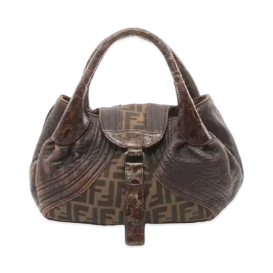 FENDI Spy Bag Mini Handbag Leather Canvas "Brown"