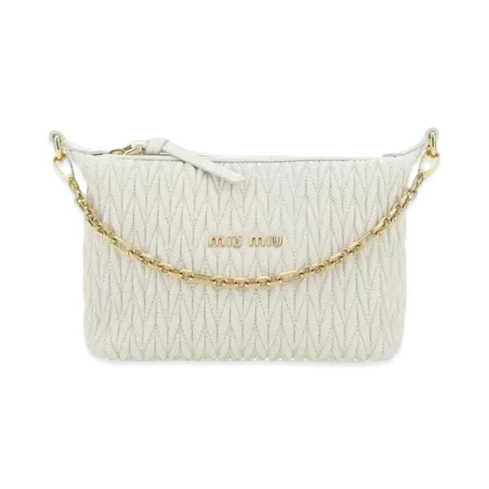 MIU MIU Miu Spirit Matelasse Leather Mini Bag "White"
