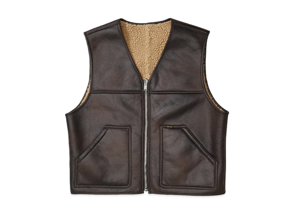 Supreme Reversible Faux Shearling Work Vest "Brown"