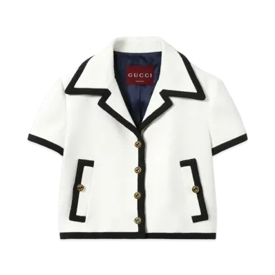 GUCCI Cotton Tweed Jacket "Off White/Black"