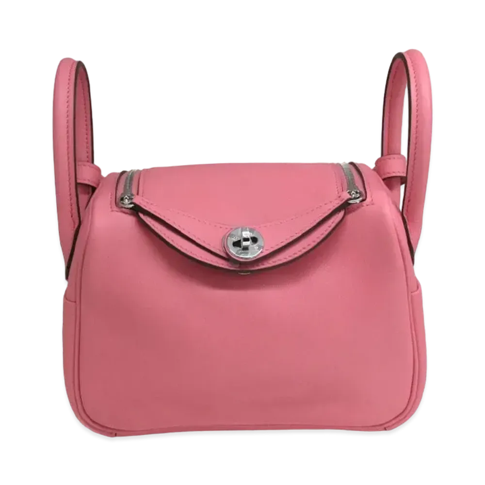 Hermes Lindy Swift Leather Hand Bag "Rose Azalee"