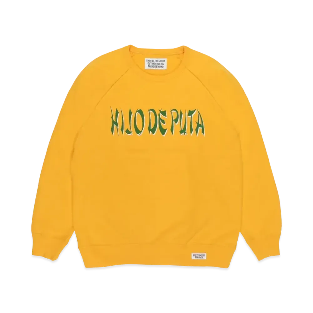 WACKO MARIA WASHED HEAVY WEIGHT SWEAT SHIRT "Yellow"