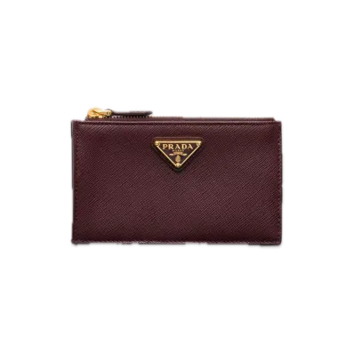 PRADA Saffiano Triangle Card Case "Bordeaux"