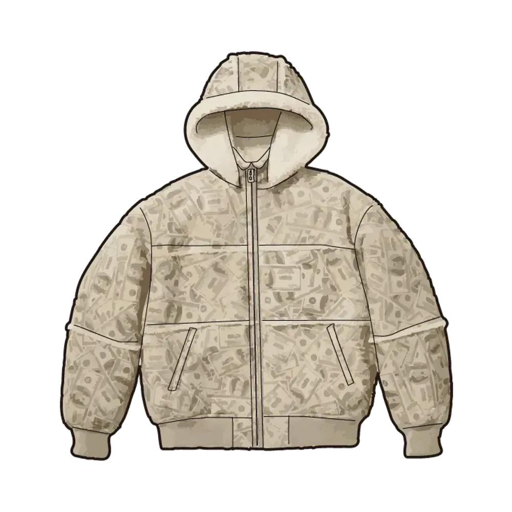 Supreme x MM6 Maison Margiela Hooded Shearling Bomber Jacket "Money"