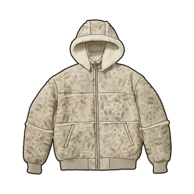 Supreme x MM6 Maison Margiela Hooded Shearling Bomber Jacket "Money"