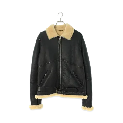 Chrome Hearts Kodiak Bear Sherling Mouton Rider Slider Leather Jacket "Black/Beige"