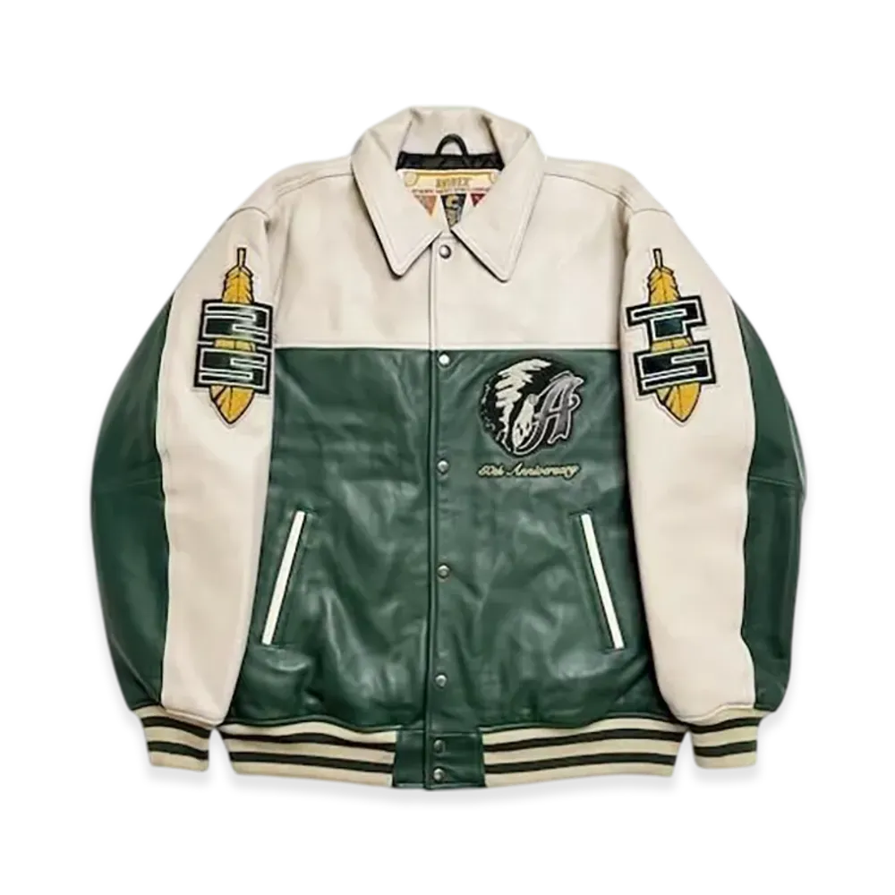 STABRIDGE x Avirex Varsity Jacket "Chief Rocka" "Green/Natural"