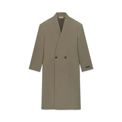 FEAR OF GOD ESSENTIALS Melton Wool Lapelless Coat "Wood"