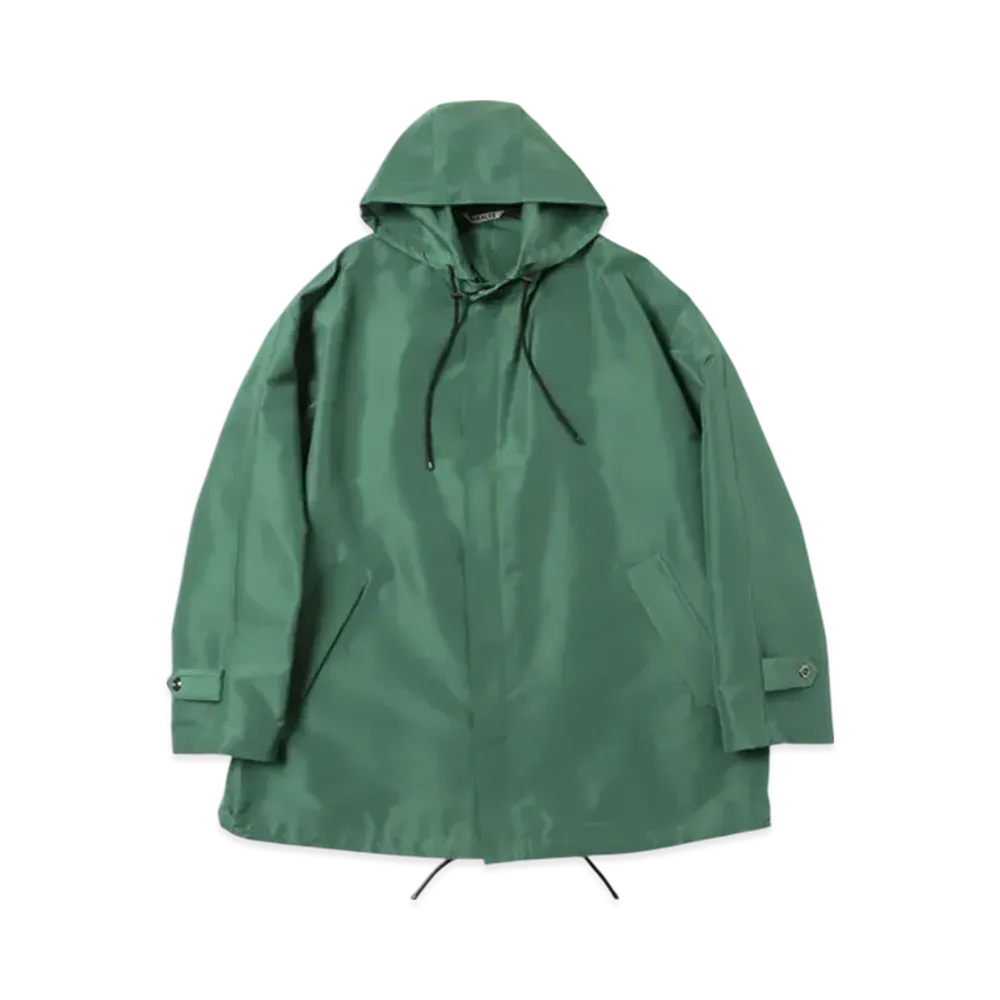 AURALEE Silk Polyester Grosgrain Hooded Blouson "Green"